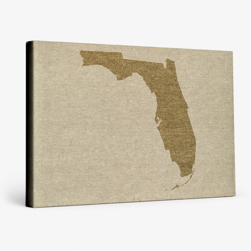 Florida State Silhouette - paysage, art mural sur toile, 14" W x 11" H