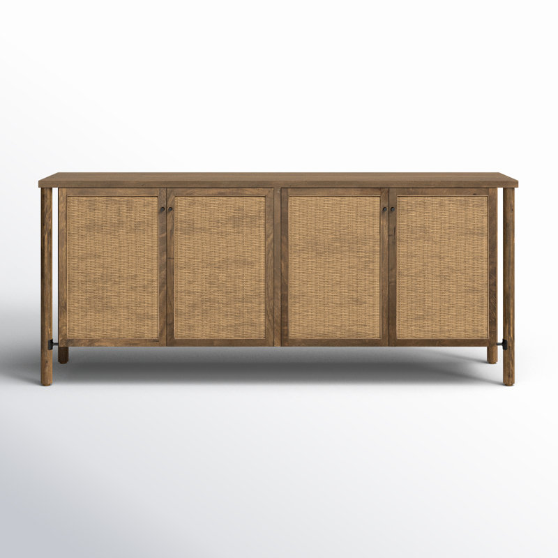 Veta 74'' W Solid Wood Sideboard, Taupe Cane