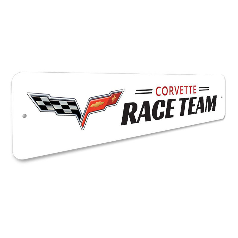 Panneau en aluminium Corvette Race Team, H 4 po x l 18 po x P 0,04 po