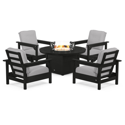 Club 5-Piece Conversation Set with Fire Pit Table