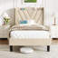 Lit tapissier capitonné en velours avec station de charge et tablette de rangement (beige, taille simple)-1951918064-1952260842