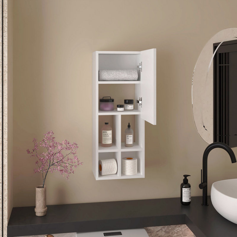 Niwot Wall Bathroom Cabinet, One Door, Organizer For Toiletries And Towels, White