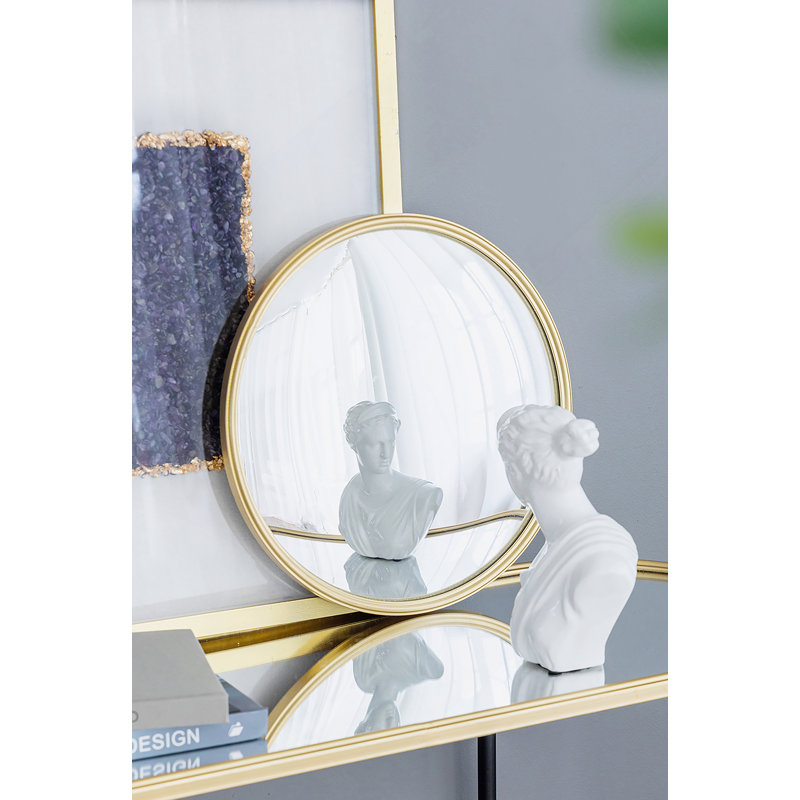 D15 "Miroir rond doré, miroir circulaire avec cadre en fer pour le couloir d'entrée du meuble, 15 po x 15 po