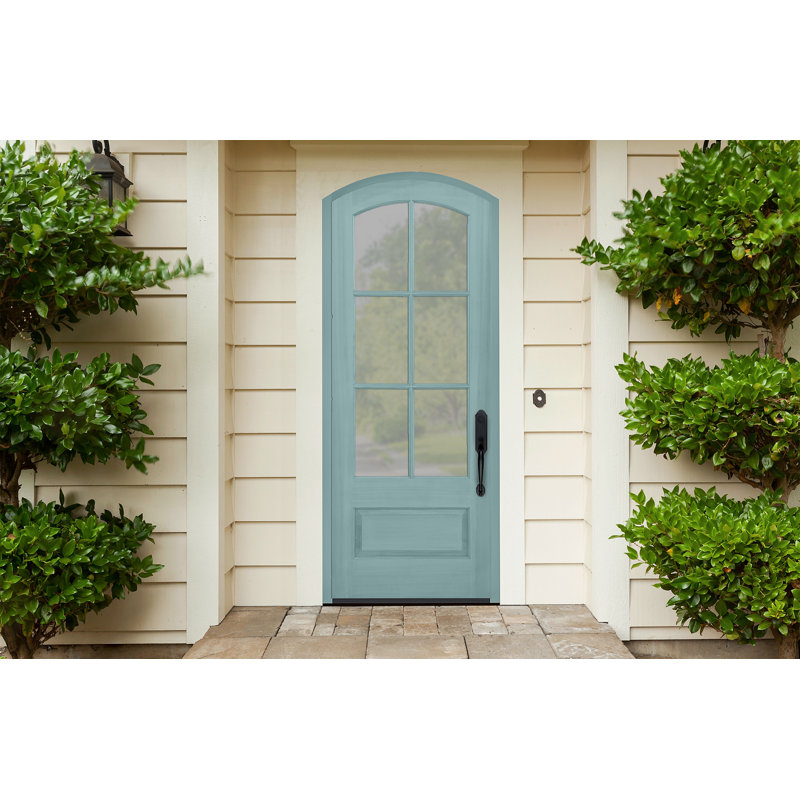 Porte d'entrée pré-suspendue en acajou brut plaqué 36 po x 96 po Acadian par Acadian, Droite / vers l'intérieur