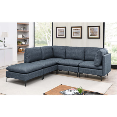 Upholstered Modular Sectional with Metal Legs