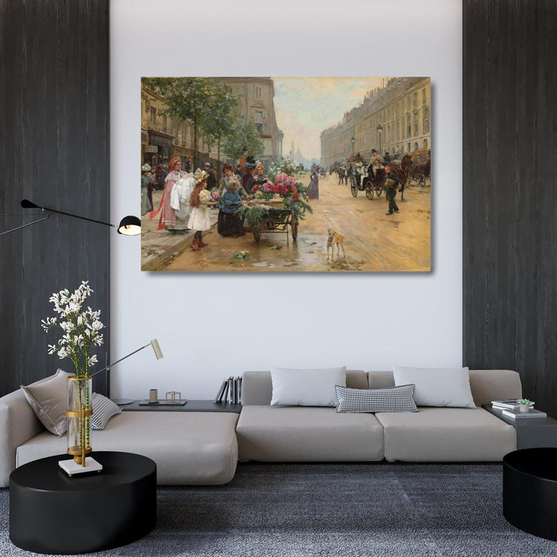 "Rue Royale, Paris" par Louis Marie De Schryver - Art sur toile tendue avec châssis, 33" H x 48" W