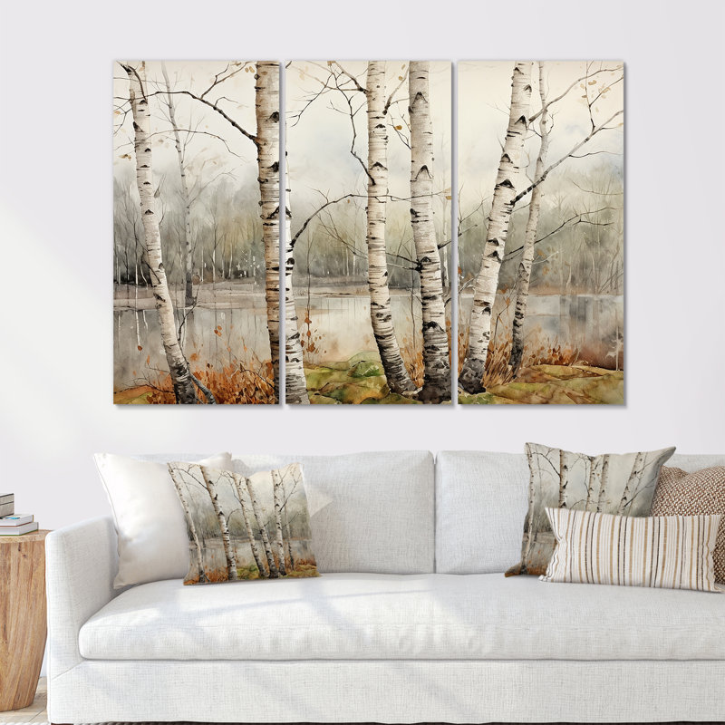 Ensemble de salon Beige Silver Birch Beauty - Tree Birch Wall Art, H 28 po x l 36 po x P 1 po