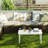 HDPE Outdoor Coffee Table, All-Weather Rectangle Patio Coffee Table, Plastic Outdoor Patio Table with Slatted Tabletop for Garden, Balcony, Backyard, Gray-394062795
