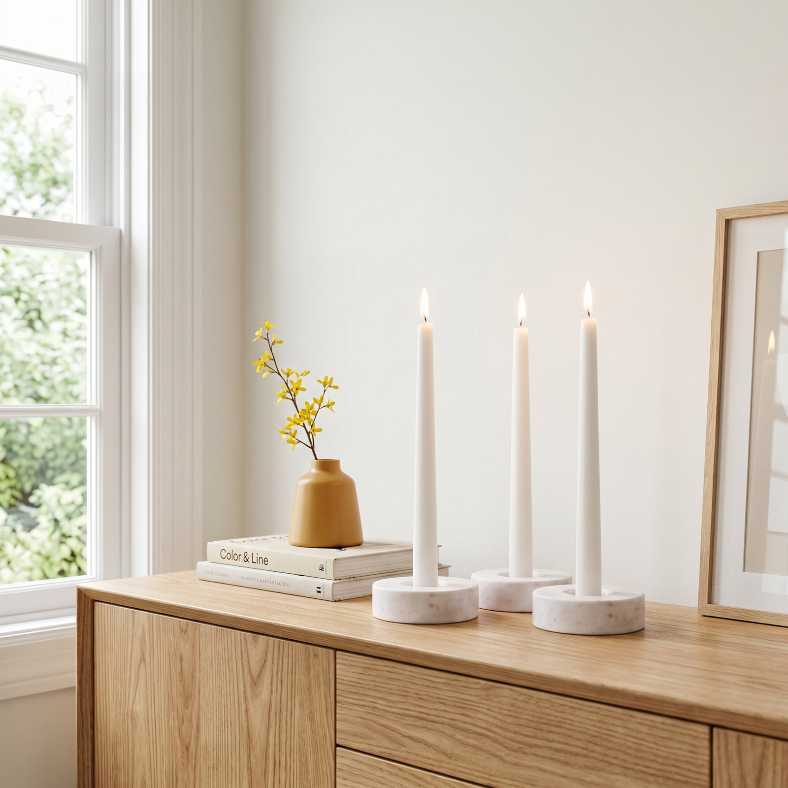 Matheson Genuine Marble Tealight Holder, White