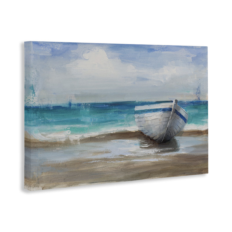 «Painterly Boat On The Shore Canvas», conception de Cloverfield & Co., H 24 po x l 36 po