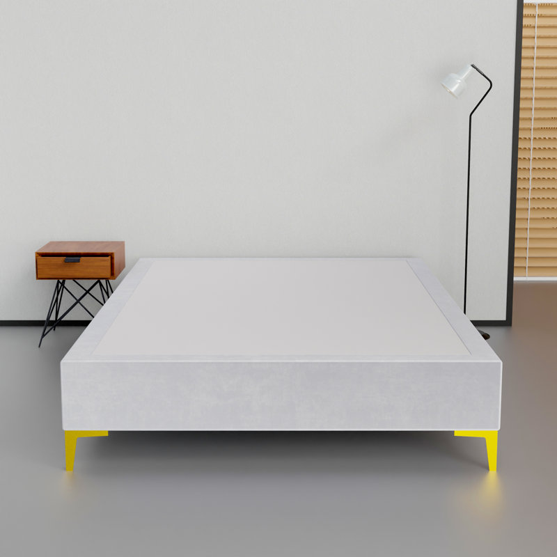 Karvin 15" Premium Velvet Material Wood Box Spring/Bed Frame, Durable, Stylish, Multi Color, Full XL, White