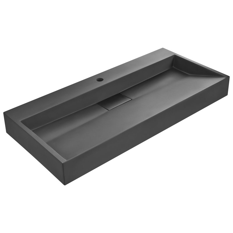 Wall Hung Basin QUENKO, 1000cm H x 460cm W x 120cm D, Black, 1