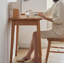 Bureau d'ordinateur en bois massif de chêne naturel - bureau de travail mince de 100 x 50 cm avec tiroir