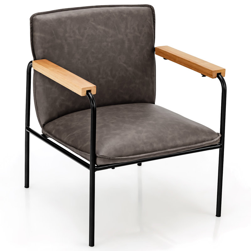 Fauteuil capitonné l 25 po, Similicuir gris