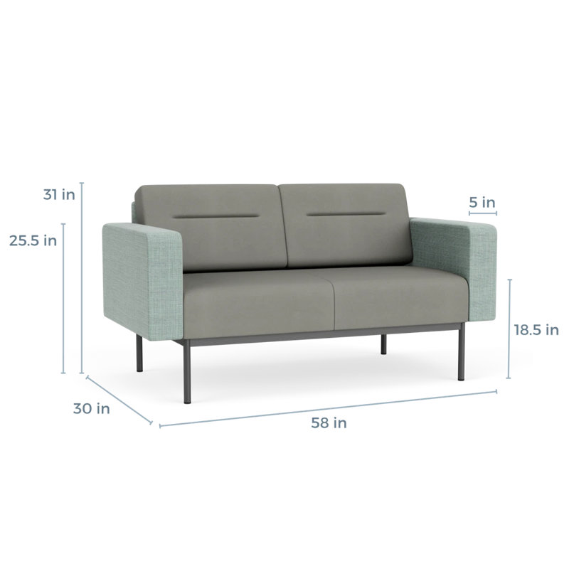 Causeuse de réception Darsey, Gris anthracite, Colombe Patriot Plus; écume de mer Chambray, Sans alimentation