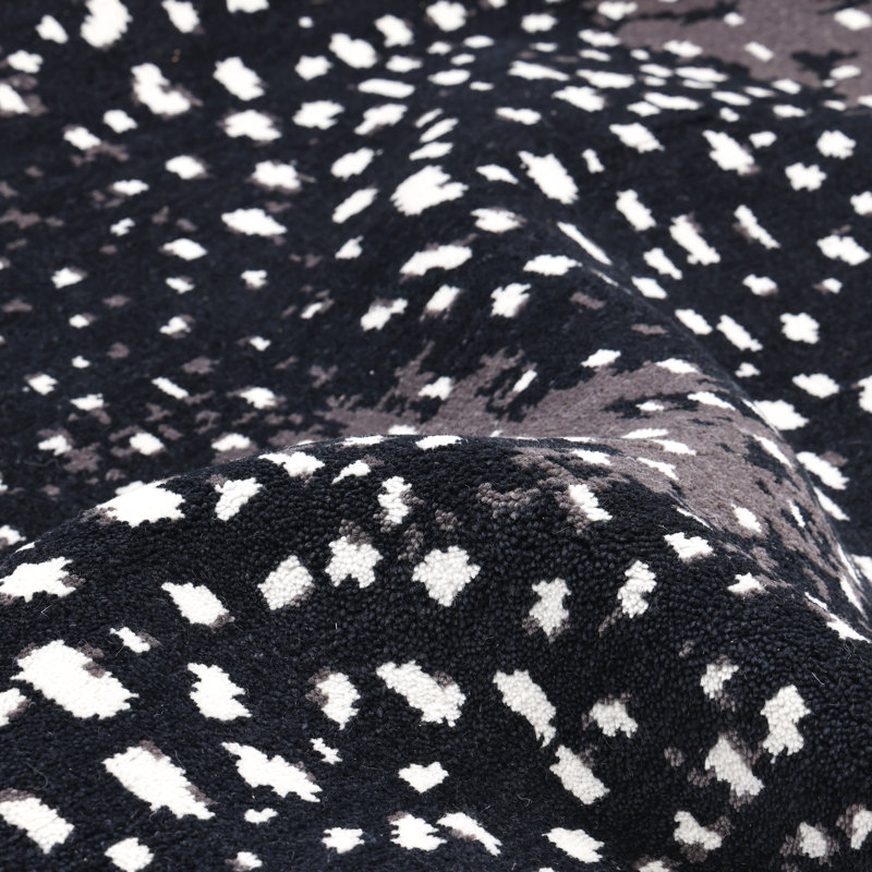 Louis Animal Print Hand-Knotted Wool/Cotton Ivory Area Rug, Black/White/Gray, Rectangle 8' x 10'