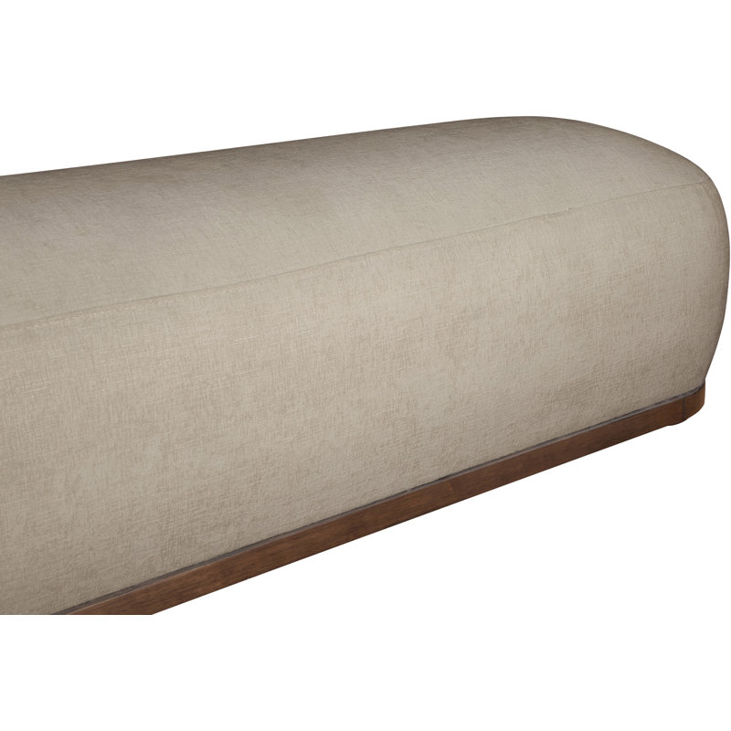 Banc en tissu Calum Chenille, Tissu chenille beige, Noyer