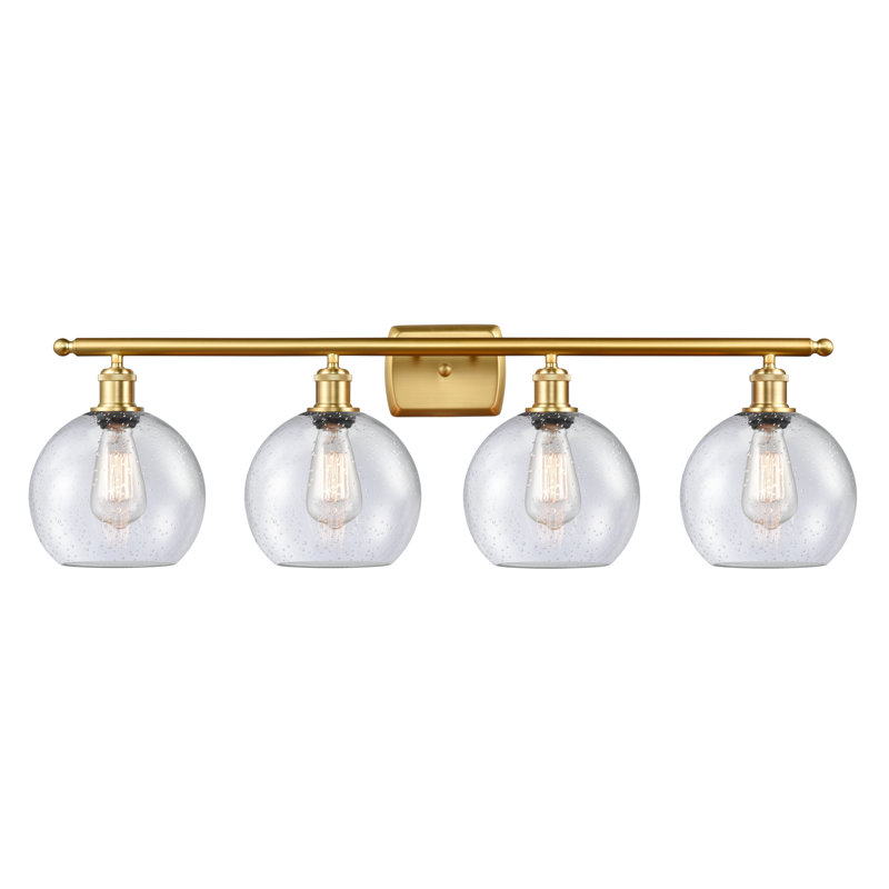 Baptista 4 - Light Dimmable Vanity Light, 60 Watt Vintage Incandescent Bulb, Seedy, Satin Gold