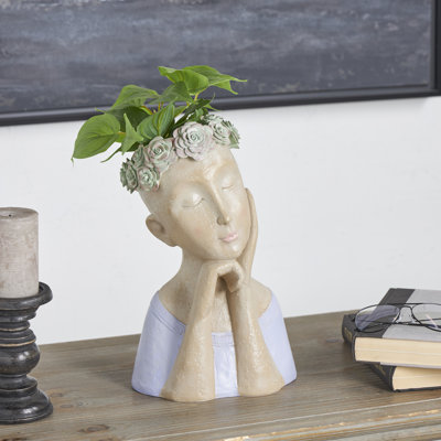 Ensemble de 1 bac à fleurs en résine avec couronne de fleurs et plateau bleu Cole and Grey