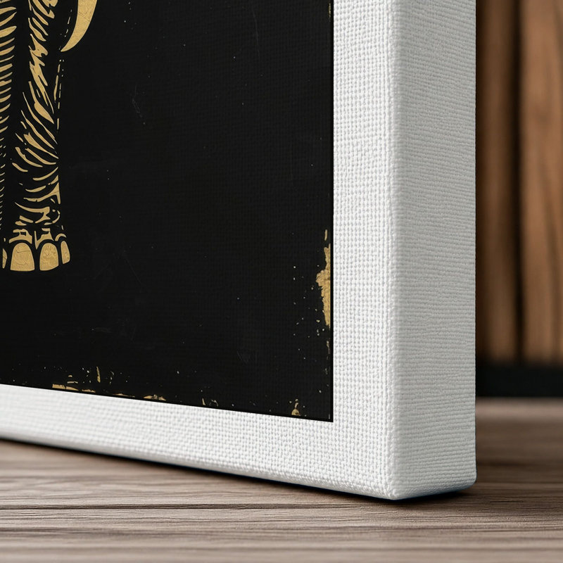 Golden Elephant Minimalist - Wrapped Canvas, 24x16 - 61.0 x 40.6 cm, White Border
