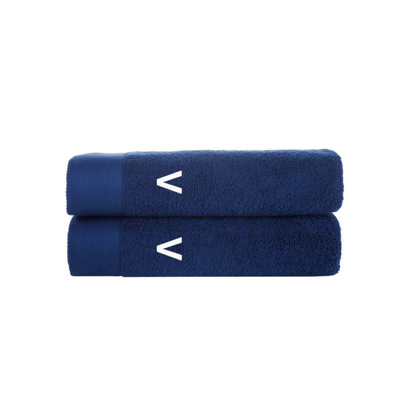 2 serviettes de bain Dierks, V, Marine, Draps de bain - paquet de 2