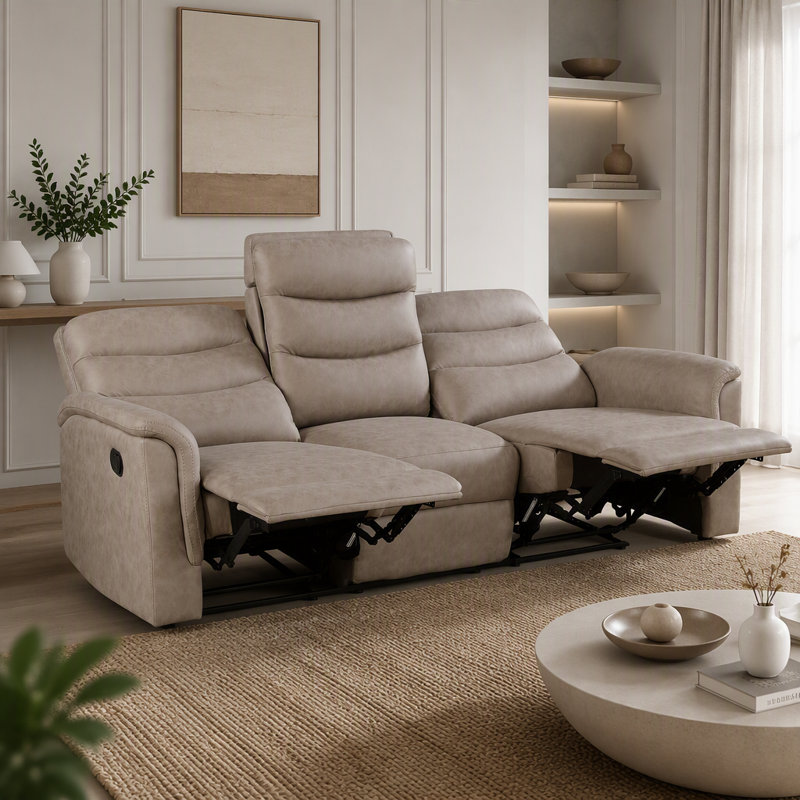 Ensemble de canapé inclinable 3 pièces Canapé en tissu avec causeuse et porte-gobelets