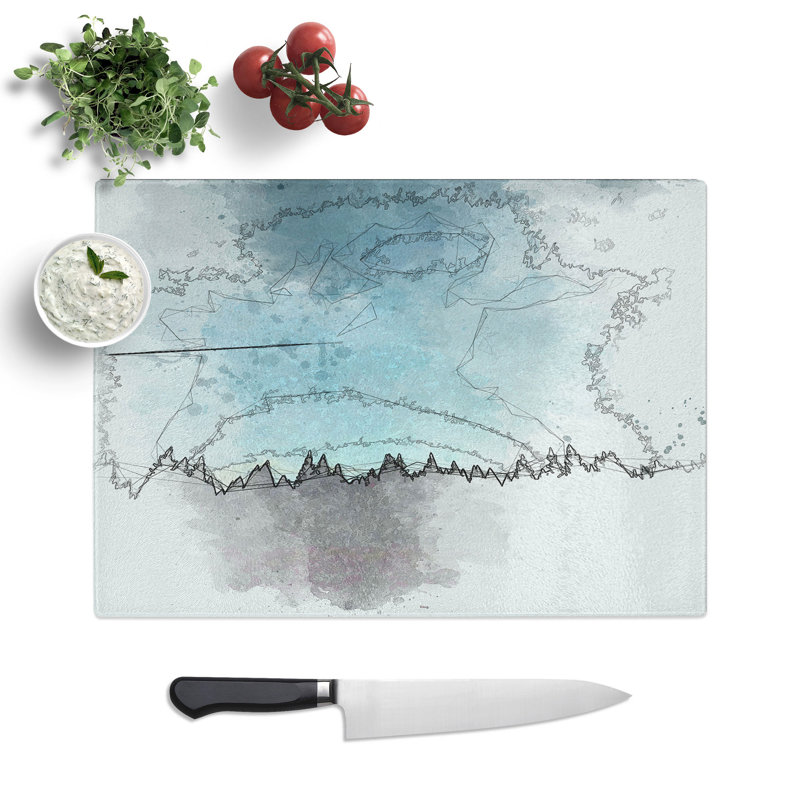 Tempered Glass Above the Forest Sketch Chopping Board, 28.5 cm x 39 cm