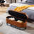 Nakiya Oval Upholstered Ottoman Entryway Bench with Metal Legs