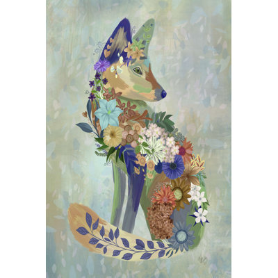 Fantastic Florals Fox, Sitting - reproduction d'art sur toile tendue