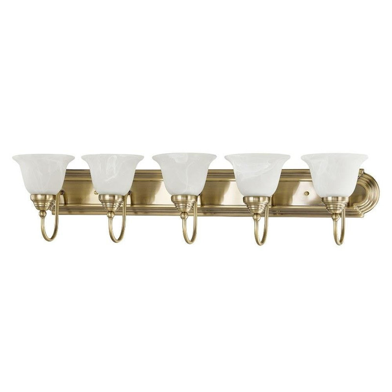 Éclairage pour meuble-lavabo 5 lumières Andelka, Chrome poli / laiton poli