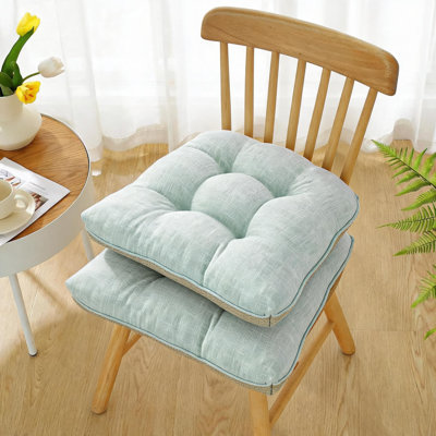 2 PCS Cotton-Linen Tufted Chair Cushion, Soft & Comfortable