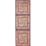 Ivory Beige Cream White , Purple Ivory Beige Cream White and Purple Hand Knotted Wool Pile Antique Chinese Baotou Allover Three Squares Scatter Rug