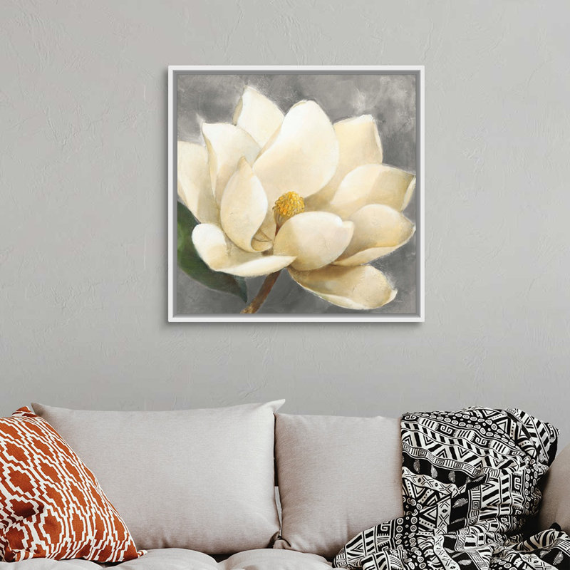 Art mural sur toile Magnolia Blossom, Cadre blanc, H 30 po x l 30 po x P 1,25 po