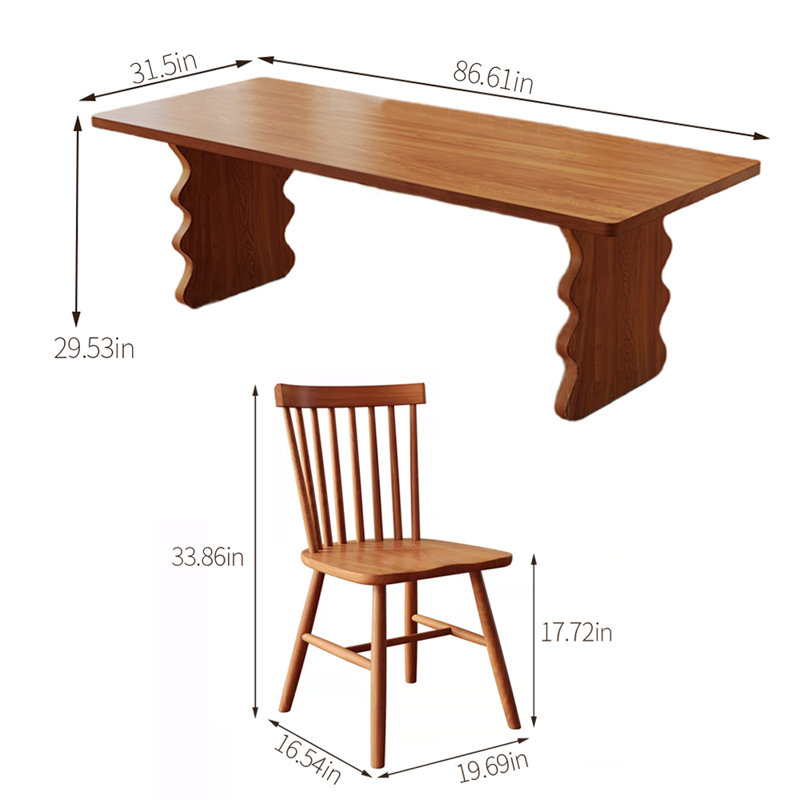 Ensemble de salle à manger rectangulaire, H 29,53 po x L 86,61 po x l 31,5 po