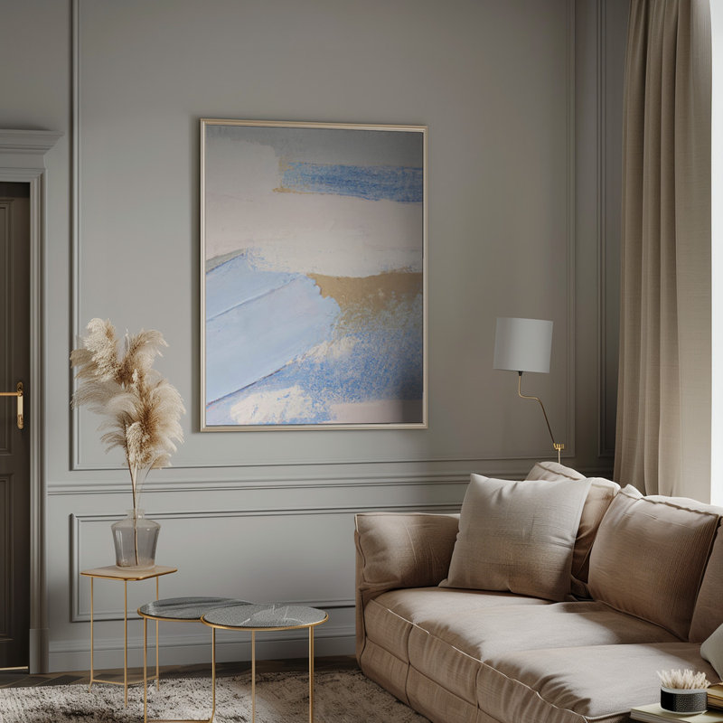 "Brush Strokes 3", art mural texturé encadré, Argent argent, H 14 po x l 10 po