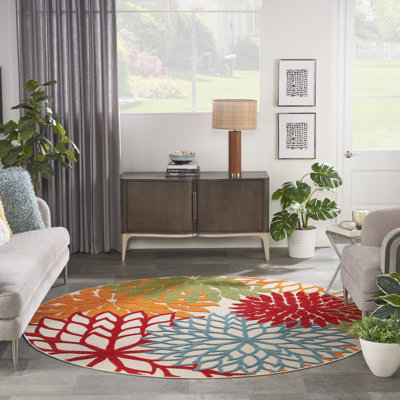 Miraloma Floral Green/Red/Orange Indoor / Outdoor Area Rug
