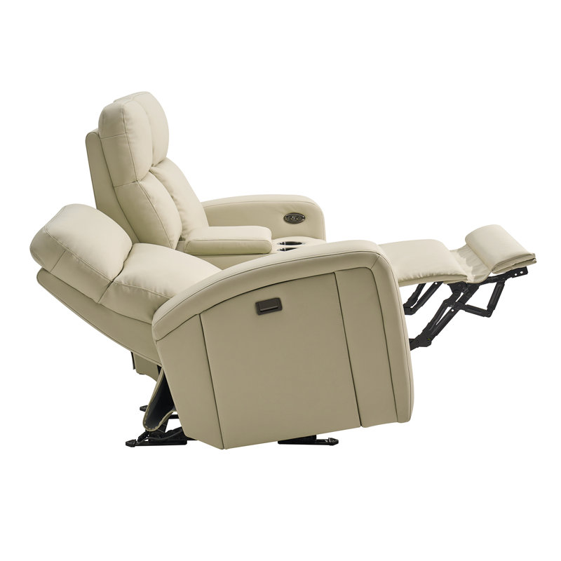 Canapé inclinable 71 po avec accoudoirs et porte-gobelets Basit, Beige