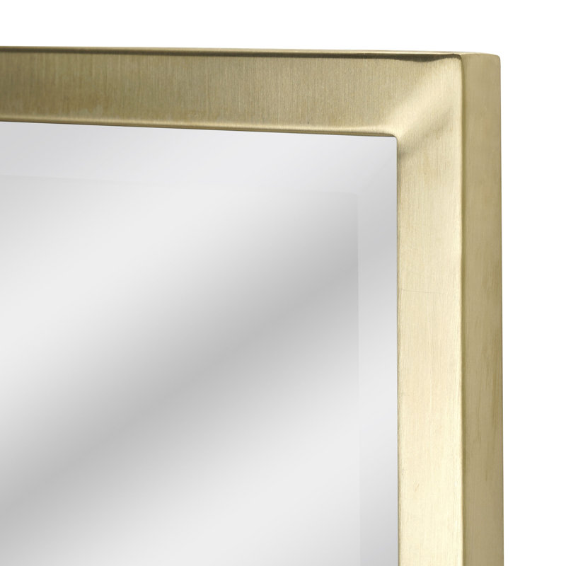 Miroir mural biseauté moderne en métal doré, 39,75 po x 30 po