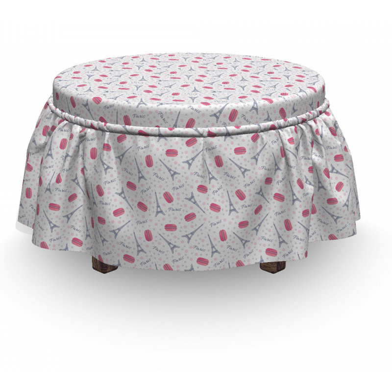 Ensemble de housse pour repose-pieds à coussins carrés 2 pièces eiffel tasty rétro macaroons
