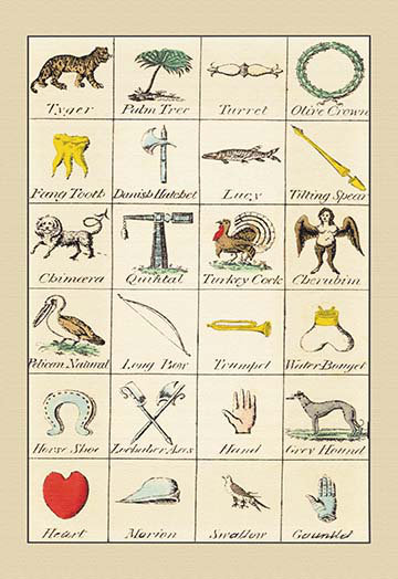 « héraldiques symbols-tyger, palmier tree, et al. » par hugh clark, impression