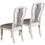Chaises de salle à manger antiques 2 pièces, blanc et gris, dossier contemporain