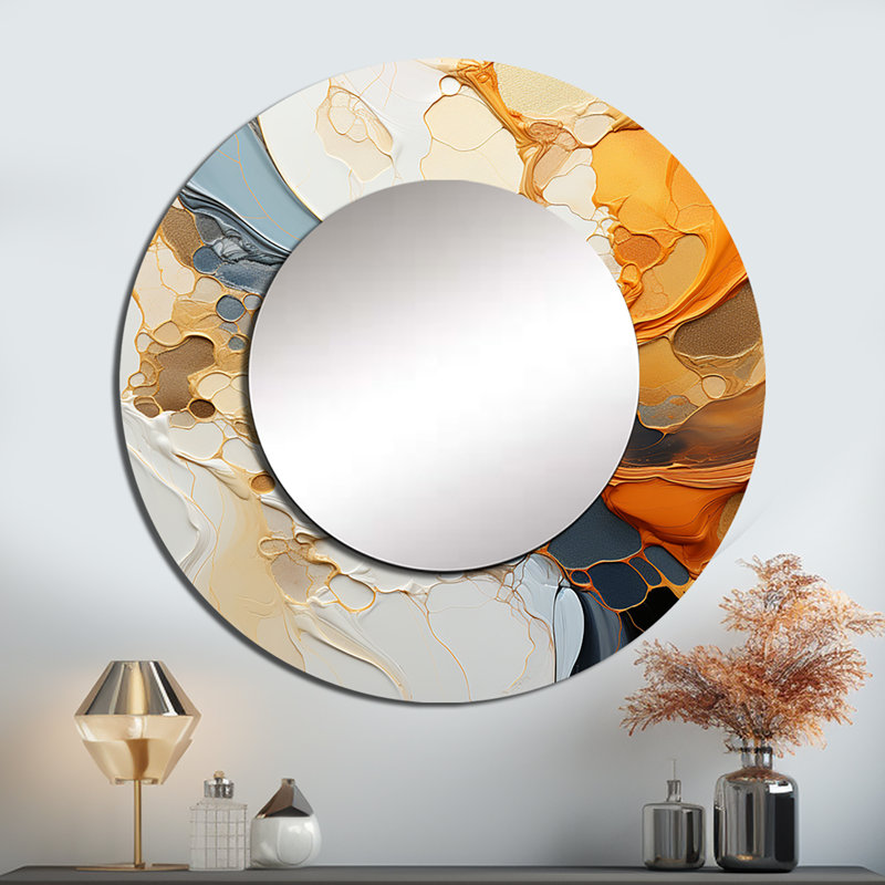 Sergia - Abstract Round Mirror Wall Decor, 23" x 23"