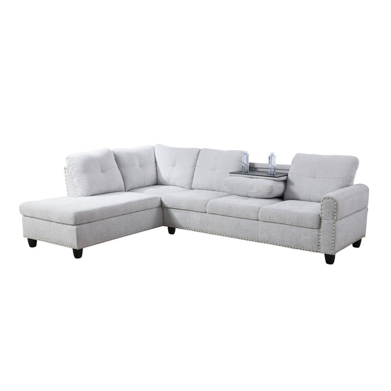 Canapé modulaire 2 pièces Nailtrim, Mélange de polyester blanc