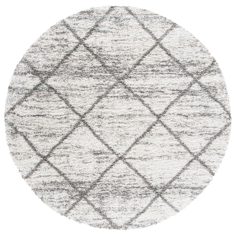 Cotswald Performance geometric rug, Beige/gris, Rond 4 pi