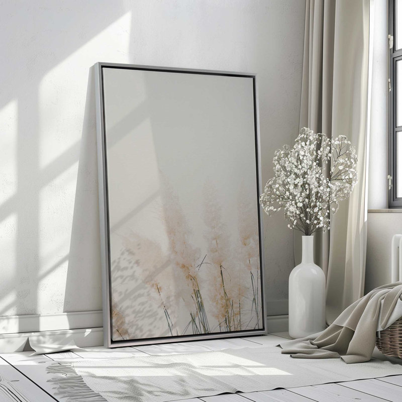 Impression sur toile Pampas Whisper, H 36,75 po x l 24,75 po x P 1,75 po, Cadre flottant blanc opaque