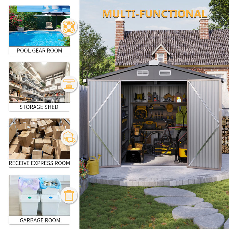 8 ft. W x 6 ft. D Metal Storage Shed