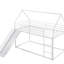 Lit superposé simple au-dessus d'une maison avec glissade, blanc - métal pour chambre à coucher-687579726