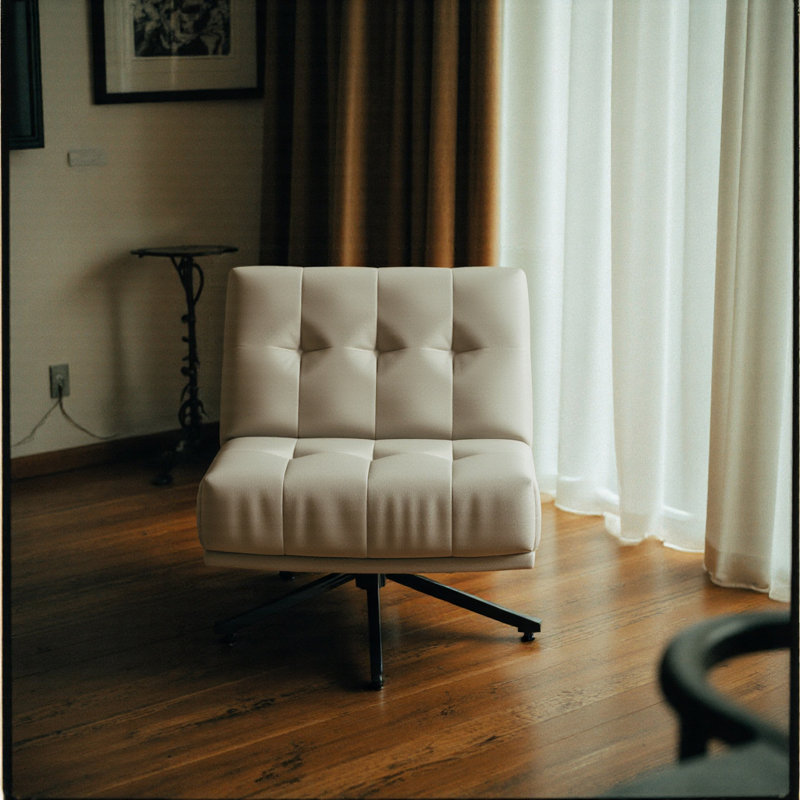 Leather 360-degree Rotating Single Chair With Eco-leather Upholstery
