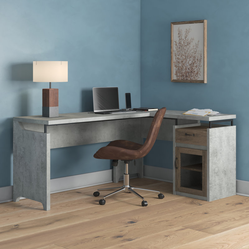 Lavonia L-Shaped Executive Desk, Cement