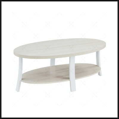 Contemporary Oval Wood Shelf Coffee Table